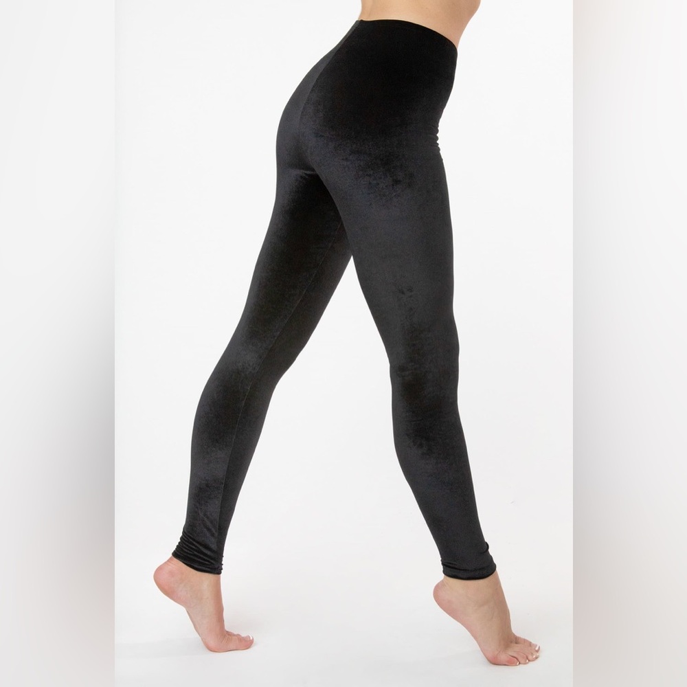 AMERICAN APPAREL SMALL black velvet high waisted leggings